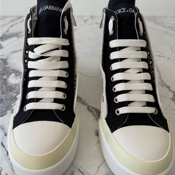 Dolce & Gabbana White and Black PORTOFINO High Top Sneakers NEW!!! - Picture 3 of 7